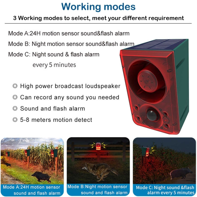 N911N Solar Alarm Infrared Sensor Sound And Light Blast Warning Light Animal Repeller N911N Solar Alarm Infrared Sensor Sound And Light Blast Warning Light Animal Repeller